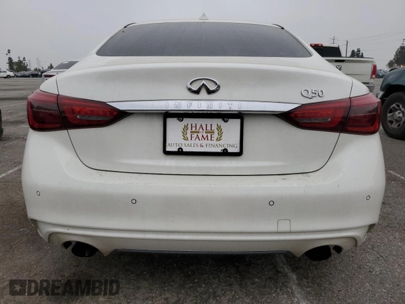 2018 Infiniti Q50 Luxe with VIN JN1EV7APXJM354116, listed as a Copart auction lot 52459655 with 66,624 mi miles and Non Repairable. Bid and sale history available at DreamBid. Image 6.