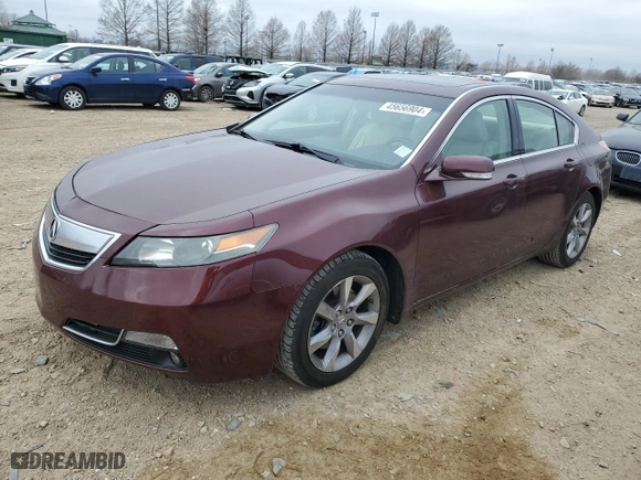 2012 Acura TL Tech Auto with VIN 19UUA8F51CA000444, listed as a Copart auction lot 45656904 with 127963 miles and Salvage Title. Bid and sale history available at carsss.com. Image 1.