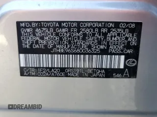 2008 Lexus GS 350 z VIN JTHBE96S680036325, wystawiony jako Copart lot #57797525 z przebiegiem 160 992 mil mil oraz Szkoda całkowita • Salvage title. Historia ofert i sprzedaży dostępna na DreamBid. Obrazek 12.