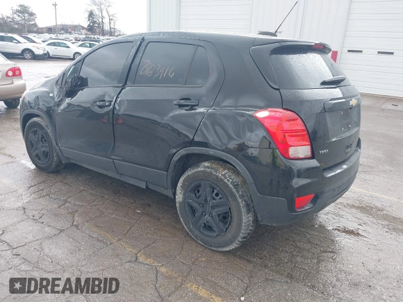 2018 Chevrolet Trax LS with VIN 3GNCJKSB5JL250074, listed as a IAAI auction lot 41727033 with 91,116 mi miles. Bid and sale history available at carsss.com. Image 3.