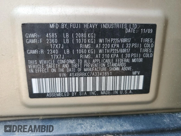 2010 Subaru Outback Limited Power Moon z VIN 4S4BRBKC7A3342851, wystawiony jako Copart lot #58939705 z przebiegiem 253 894 mil mil oraz Szkoda całkowita • Salvage title. Historia ofert i sprzedaży dostępna na DreamBid. Obrazek 12.