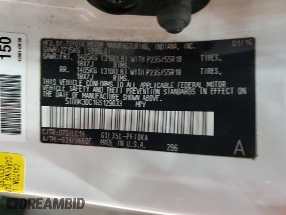 2016 Toyota Sienna Limited z VIN 5TDDK3DC1GS129633, wystawiony jako Copart lot #60228475 z przebiegiem 168 780 mil mil oraz Czysty tytuł • Clean title. Historia ofert i sprzedaży dostępna na DreamBid. Obrazek 13.