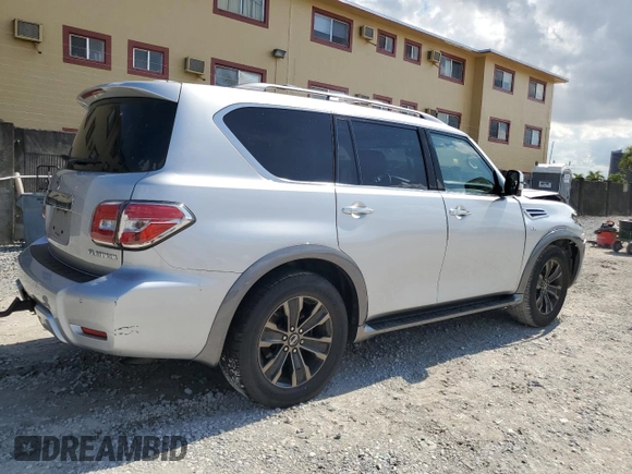 2017 Nissan Armada Platinum z VIN JN8AY2ND0H9008549, wystawiony jako Copart lot #56767515 z przebiegiem 60 152 mil mil oraz Szkoda całkowita • Salvage title. Historia ofert i sprzedaży dostępna na DreamBid. Obrazek 3.