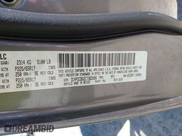 2012 Dodge Journey SXT с VIN 3C4PDCBG2CT363986, выставлен на аукционе IAAI как лот 42676110 с пробегом 75 020 миль миль и . История ставок и продаж доступна на DreamBid. Изображение 9.
