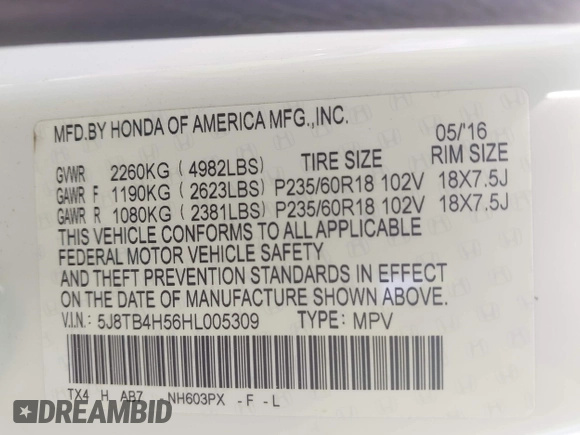 2017 Acura RDX Technology with VIN 5J8TB4H56HL005309, listed as a IAAI auction lot 42162786 with 143,826 mi miles and . Bid and sale history available at DreamBid. Image 9.
