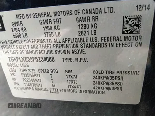 2015 GMC Terrain SLT with VIN 2GKFLXE30F6234088, listed as a IAAI auction lot 40737862 with 99,616 mi miles and . Bid and sale history available at carsss.com. Image 9.