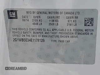 2014 Chevrolet Impala LT with VIN 2G1WB5E34E1178129, listed as a IAAI auction lot 42602823 with 132,713 mi miles and . Bid and sale history available at DreamBid. Image 9.