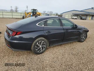 2022 Hyundai Sonata Hybrid Blue with VIN KMHL24JJ6NA048279, listed as a Copart auction lot 49585045 with 59,419 mi miles and Salvage Title. Bid and sale history available at carsss.com. Image 3.