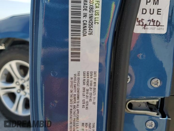 2022 Dodge Charger SXT with VIN 2C3CDXBG1NH255476, listed as a Copart auction lot 49977035 with 45,705 mi miles and Salvage Title. Bid and sale history available at DreamBid. Image 12.