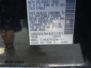 2024 Nissan Frontier SV with VIN 1N6ED1FK2RN603585, listed as a IAAI auction lot 42771501 with 8,818 mi miles and . Bid and sale history available at DreamBid. Image 9.