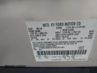 2018 Ford Explorer z VIN 1FM5K8BH0JGC57147, wystawiony jako IAAI lot #41923522 z przebiegiem 115 843 mil mil oraz . Historia ofert i sprzedaży dostępna na DreamBid. Obrazek 9.