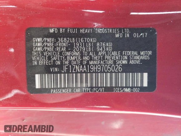 2017 Toyota 86 with VIN JF1ZNAA19H9705026, listed as a Copart auction lot 85244794 with 154,843 mi miles and Salvage Title. Bid and sale history available at carsss.com. Image 12.