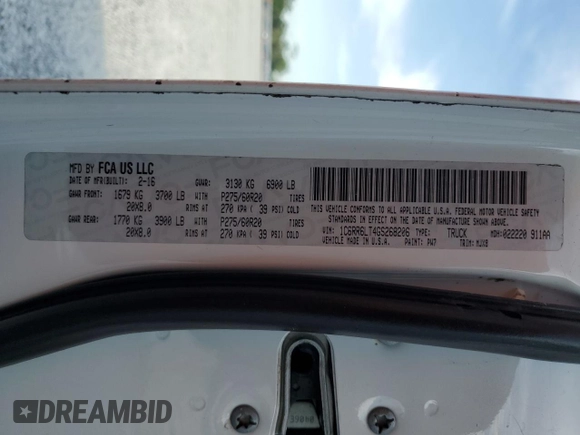 2016 Ram 1500 Big Horn with VIN 1C6RR6LT4GS268206, listed as a Copart auction lot 50893415 with 229,578 mi miles and Salvage Title. Bid and sale history available at carsss.com. Image 15.