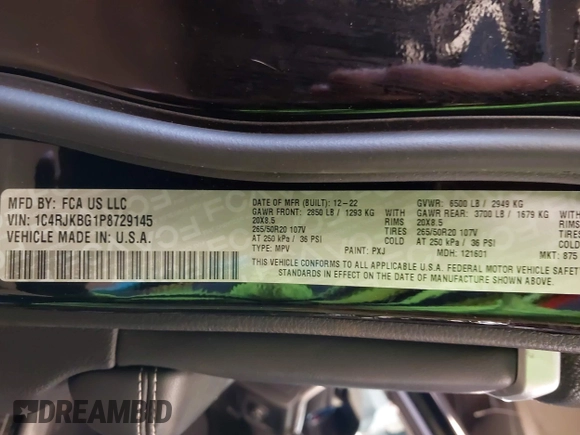 2023 Jeep Grand Cherokee Limited with VIN 1C4RJKBG1P8729145, listed as a IAAI auction lot 41845325 with 28,512 mi miles and . Bid and sale history available at DreamBid. Image 9.