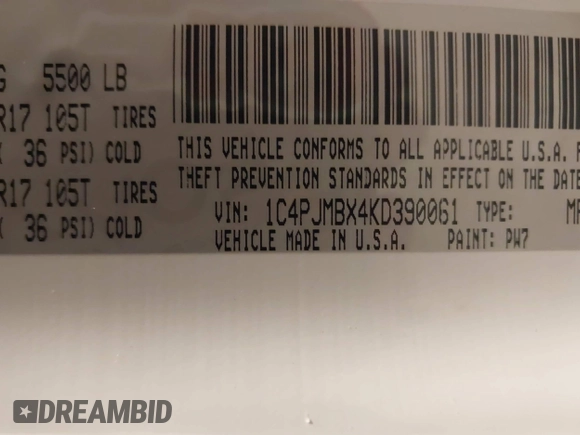 2019 Jeep Cherokee Trailhawk with VIN 1C4PJMBX4KD390061, listed as a IAAI auction lot 42007112 with 72,227 mi miles and . Bid and sale history available at DreamBid. Image 9.
