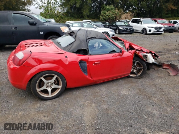 2000 Toyota MR2 z VIN JTDFR320XY0021688, wystawiony jako Copart lot #88487765 z przebiegiem 163 114 mil mil oraz Szkoda całkowita • Salvage title. Historia ofert i sprzedaży dostępna na DreamBid. Obrazek 3.