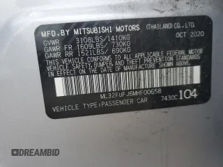 2021 Mitsubishi Mirage ES with VIN ML32FUFJ6MHF00658, listed as a Copart auction lot 61990415 with 58,412 mi miles and Salvage title. Bid and sale history available at DreamBid. Image 13.