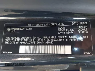 2010 Volvo V70 with VIN YV1960BWXA1133314, listed as a IAAI auction lot 41870470 with 206,003 mi miles and . Bid and sale history available at DreamBid. Image 9.