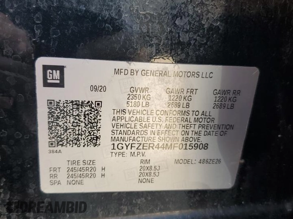 2021 Cadillac XT4 FWD Sport with VIN 1GYFZER44MF015908, listed as a Copart auction lot 52214925 with 94,079 mi miles and Clean Title. Bid and sale history available at carsss.com. Image 14.