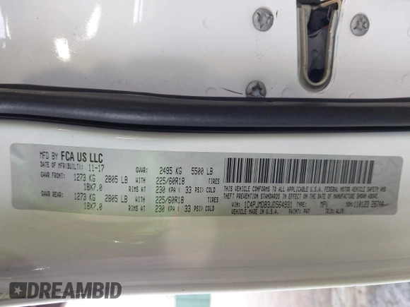 2018 Jeep Cherokee Limited с VIN 1C4PJMDB3JD564931, выставлен на аукционе IAAI как лот 41925652 с пробегом 79 268 миль миль и . История ставок и продаж доступна на DreamBid. Изображение 9.