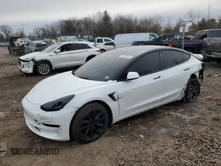 2022 Tesla Model 3 Long Range with VIN 5YJ3E1EB4NF164276, listed as a Copart auction lot 45802865 with 56,836 mi miles and Salvage Title. Bid and sale history available at DreamBid. Image 1.