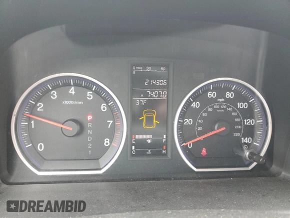 2008 Honda CR-V EX with VIN 3CZRE48588G700088, listed as a Copart auction lot 45299255 with 214,306 mi miles and Salvage Title. Bid and sale history available at DreamBid. Image 9.