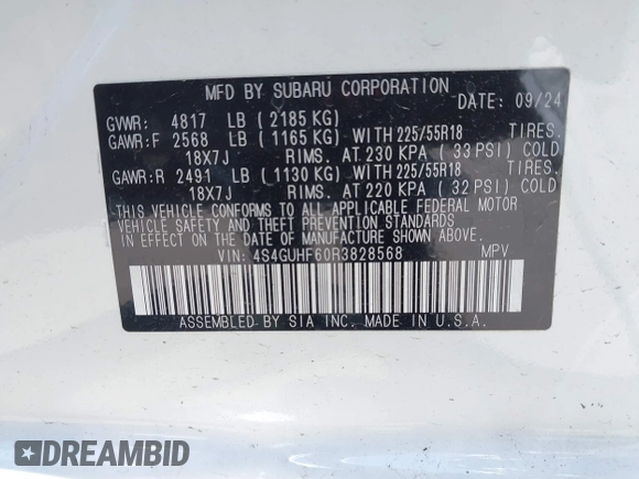 2024 Subaru Crosstrek Special Sports z VIN 4S4GUHF60R3828568, wystawiony jako IAAI lot #42218261 z przebiegiem 5 218 mil mil oraz . Historia ofert i sprzedaży dostępna na DreamBid. Obrazek 9.