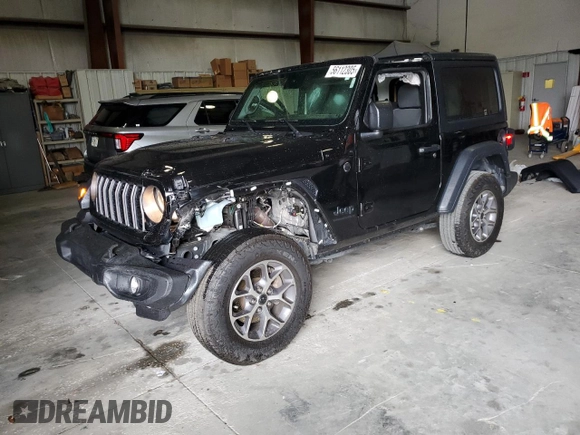 2024 Jeep Wrangler Sport S z VIN 1C4PJXAG7RW351644, wystawiony jako Copart lot #56112305 z przebiegiem 16 484 mil mil oraz Szkoda całkowita • Salvage title. Historia ofert i sprzedaży dostępna na DreamBid. Obrazek 1.