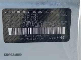 2024 Mitsubishi Mirage ES z VIN ML32AUHJXRH012264, wystawiony jako IAAI lot #42329433 z przebiegiem 11 904 mil mil oraz . Historia ofert i sprzedaży dostępna na DreamBid. Obrazek 9.