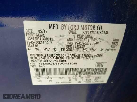 2013 Ford Explorer XLT z VIN 1FM5K7D85DGA53956, wystawiony jako IAAI lot #42151021 z przebiegiem 219 261 mil mil oraz . Historia ofert i sprzedaży dostępna na DreamBid. Obrazek 9.