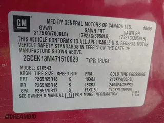 2007 Chevrolet Silverado 1500 LTZ with VIN 2GCEK13M471510029, listed as a IAAI auction lot 41824501 with 176,239 mi miles. Bid and sale history available at carsss.com. Image 9.