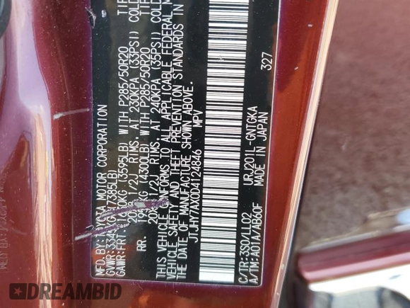 2013 Lexus LX 570 with VIN JTJHY7AX0D4124846, listed as a Copart auction lot 52639575 with 50,687 mi miles and Salvage Title. Bid and sale history available at DreamBid. Image 14.
