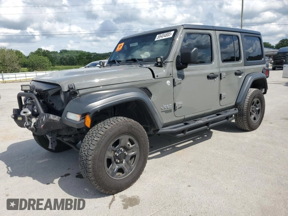 2020 Jeep Wrangler Unlimited Sport S with VIN 1C4HJXDN4LW344401, listed as a Copart auction lot 58404885 with 68,074 mi miles and Salvage title. Bid and sale history available at DreamBid. Image 1.