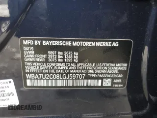 2020 BMW 7 Series 750i xDrive with VIN WBA7U2C08LGJ59707, listed as a Copart auction lot 49145595 with 30,020 mi miles and Salvage title. Bid and sale history available at DreamBid. Image 12.