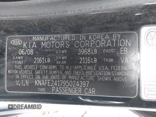 2009 Kia Spectra with VIN KNAFE241795024397, listed as a IAAI auction lot 41828281 with 236,771 mi miles. Bid and sale history available at carsss.com. Image 9.