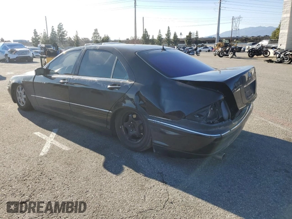 2001 Mercedes-Benz S-Class with VIN WDBNG70J61A199696, listed as a Copart auction lot 46324395 with 0 mi miles and Salvage Title. Bid and sale history available at carsss.com. Image 2.