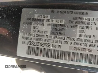 2016 Mazda CX-5 Grand Touring z VIN JM3KE2DY5G0801238, wystawiony jako IAAI lot #42264694 z przebiegiem 136 993 mil mil oraz . Historia ofert i sprzedaży dostępna na DreamBid. Obrazek 9.