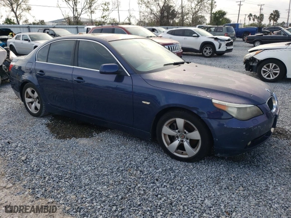 2005 BMW 5 Series 530i with VIN WBANA73595B048852, listed as a Copart auction lot 87394924 with 0 mi miles and Salvage Title. Bid and sale history available at carsss.com. Image 4.