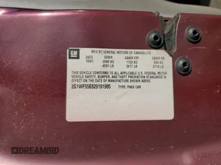 2002 Chevrolet Impala z VIN 2G1WF55E829191985, wystawiony jako Copart lot #54808535 z przebiegiem Nie podano mil oraz Czysty tytuł • Clean title. Historia ofert i sprzedaży dostępna na DreamBid. Obrazek 12.