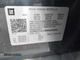 2021 Chevrolet Suburban LT z VIN 1GNSCCKD8MR269020, wystawiony jako IAAI lot #41606337 z przebiegiem 108 305 mil mil oraz . Historia ofert i sprzedaży dostępna na DreamBid. Obrazek 9.
