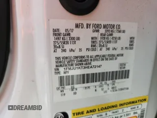 2017 Ford Expedition Limited with VIN 1FMJU1KT3HEA72147, listed as a Copart auction lot 64715705 with 136,876 mi miles and Clean title. Bid and sale history available at DreamBid. Image 13.