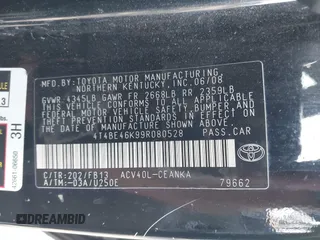 2009 Toyota Camry with VIN 4T4BE46K99R080528, listed as a IAAI auction lot 42185195 with 159,981 mi miles and . Bid and sale history available at DreamBid. Image 9.