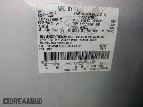 2013 Ford Explorer XLT с VIN 1FM5K7D83DGA79178, выставлен на аукционе Copart как лот 80747834 с пробегом 150 553 миль миль и Списание • Salvage title. История ставок и продаж доступна на DreamBid. Изображение 15.