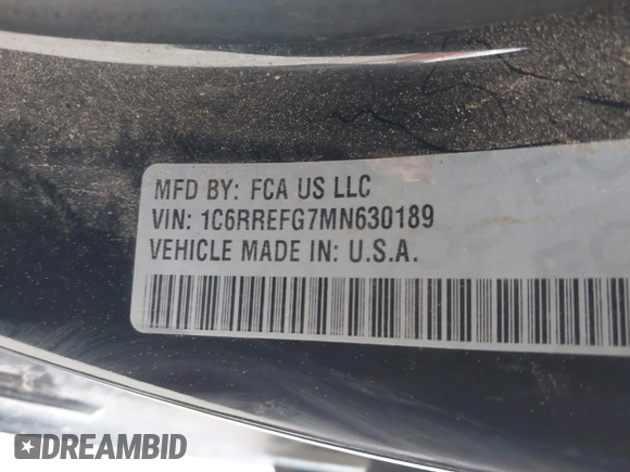 2021 Ram 1500 Big Horn z VIN 1C6RREFG7MN630189, wystawiony jako IAAI lot #41371219 z przebiegiem 62 613 mil mil oraz . Historia ofert i sprzedaży dostępna na DreamBid. Obrazek 9.