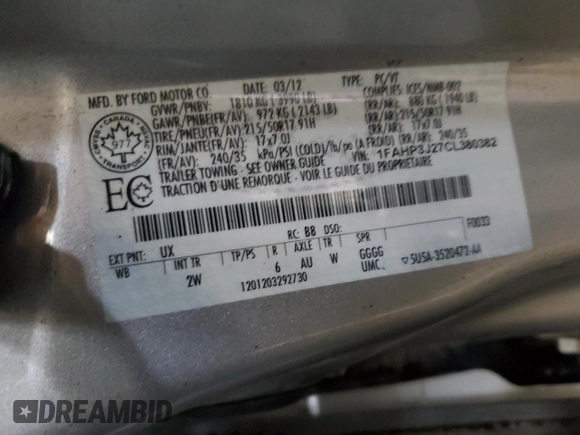 2012 Ford Focus Titanium с VIN 1FAHP3J27CL380382, выставлен на аукционе Copart как лот 54544105 с пробегом 222 775 миль миль и Чистый • Clean title. История ставок и продаж доступна на DreamBid. Изображение 12.