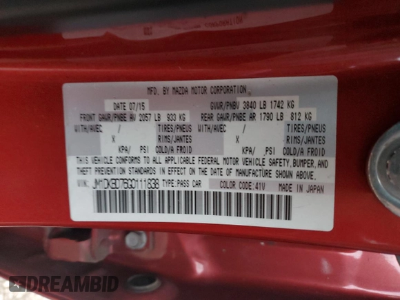 2016 Mazda CX-3 Grand Touring with VIN JM1DKBD76G0111838, listed as a Copart auction lot 48831385 with 115,579 mi miles and Salvage Title. Bid and sale history available at carsss.com. Image 15.