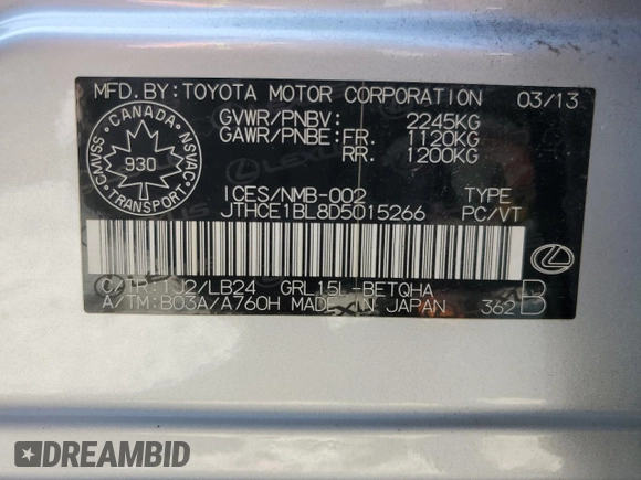 2013 Lexus GS 350 with VIN JTHCE1BL8D5015266, listed as a Copart auction lot 70761774 with 142,562 mi miles and Salvage Title. Bid and sale history available at carsss.com. Image 12.