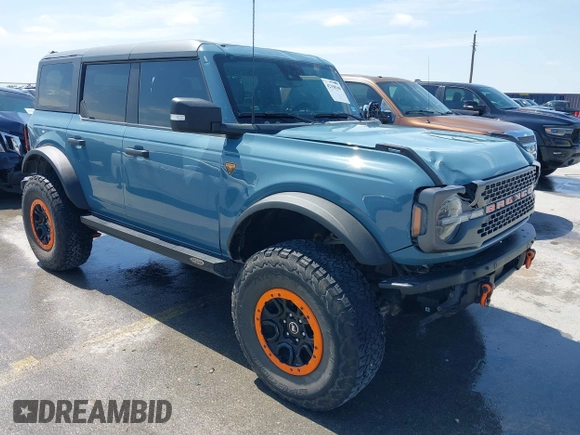 2022 Ford Bronco with VIN 1FMEE5DP5NLA90680, listed as a IAAI auction lot 42198160 with 37,129 mi miles and . Bid and sale history available at DreamBid. Image 1.