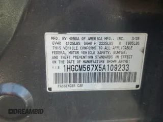 2005 Honda Accord EX with VIN 1HGCM567X5A109233, listed as a Copart auction lot 48531265 with Not Provided miles and Salvage Title. Bid and sale history available at DreamBid. Image 13.