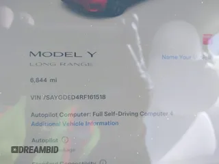 2024 Tesla Model Y z VIN 7SAYGDED4RF161518, wystawiony jako IAAI lot #41682252 z przebiegiem 6 844 mil mil oraz . Historia ofert i sprzedaży dostępna na DreamBid. Obrazek 7.